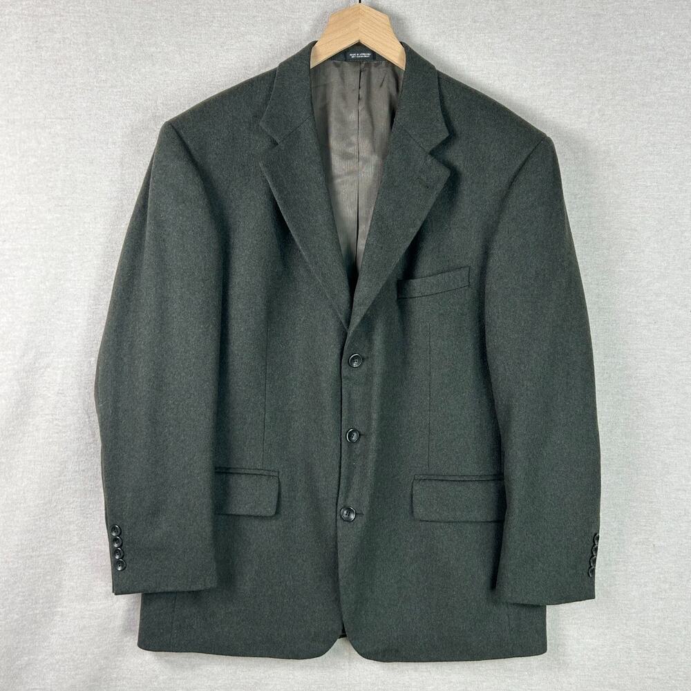 Oscar De La Renta Mens Blazer Size 44R Green Cashmere Wool Blend Preppy Academia